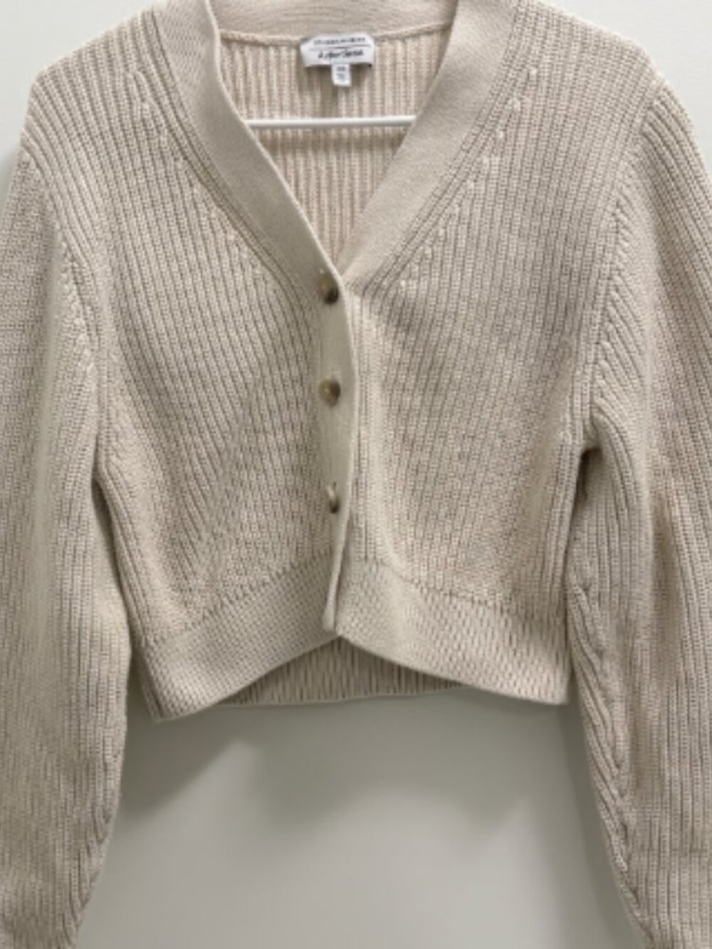 & Other Stories Chunky Ribbed Knit Cardigan Beige Cream Cropped Size XS
